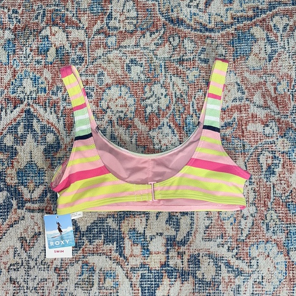 Roxy Stripe Soul Bralette Bikini Top SZ L NWT - Picture 4 of 5